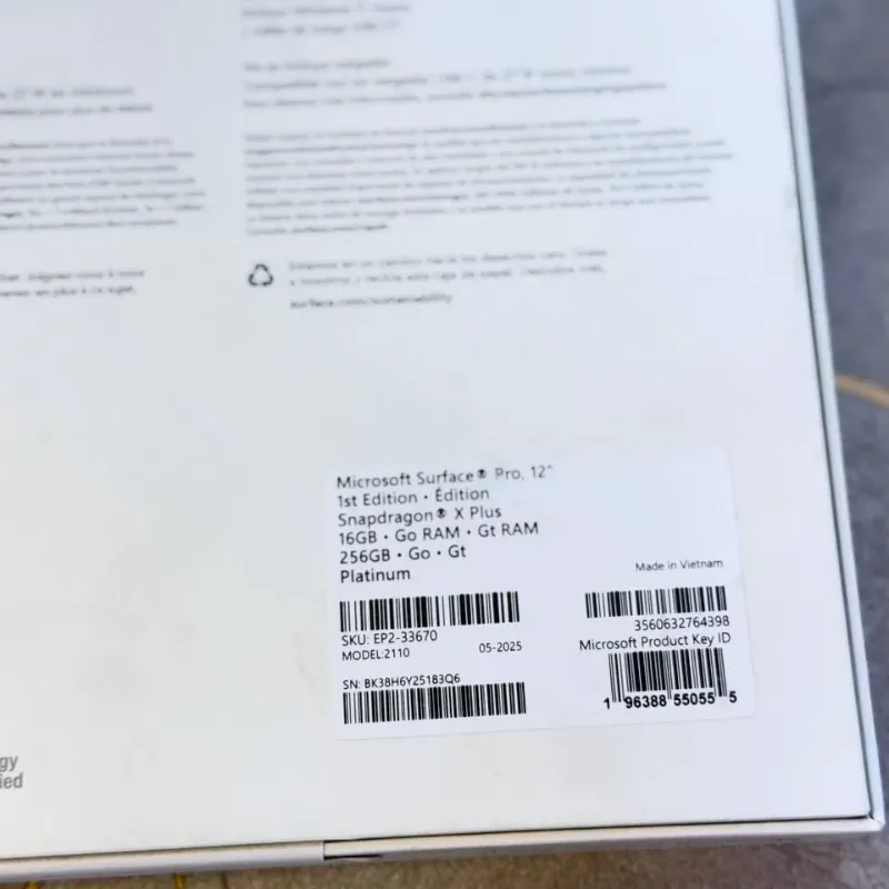 مشخصات، قیمت و خرید لپ تاپ آکبند 12 اینچی مایکروسافت مدل Microsoft Surface Pro 12 X Plus 16GB 256GB Adreno X1